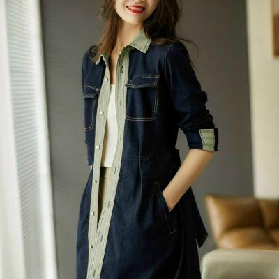 ĐẦM JEAN DENIM DÁNG XÒE PHỐI CỔ TAY LỠ - J.16